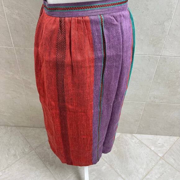 Vintage Colorblock Stripes Linen Skirt by Prophecy - Large - mid to long length - Picture 16 of 16